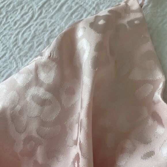 peachpuff leopard print t silk bow top pink baby pink size medium C64 - Picture 2 of 7